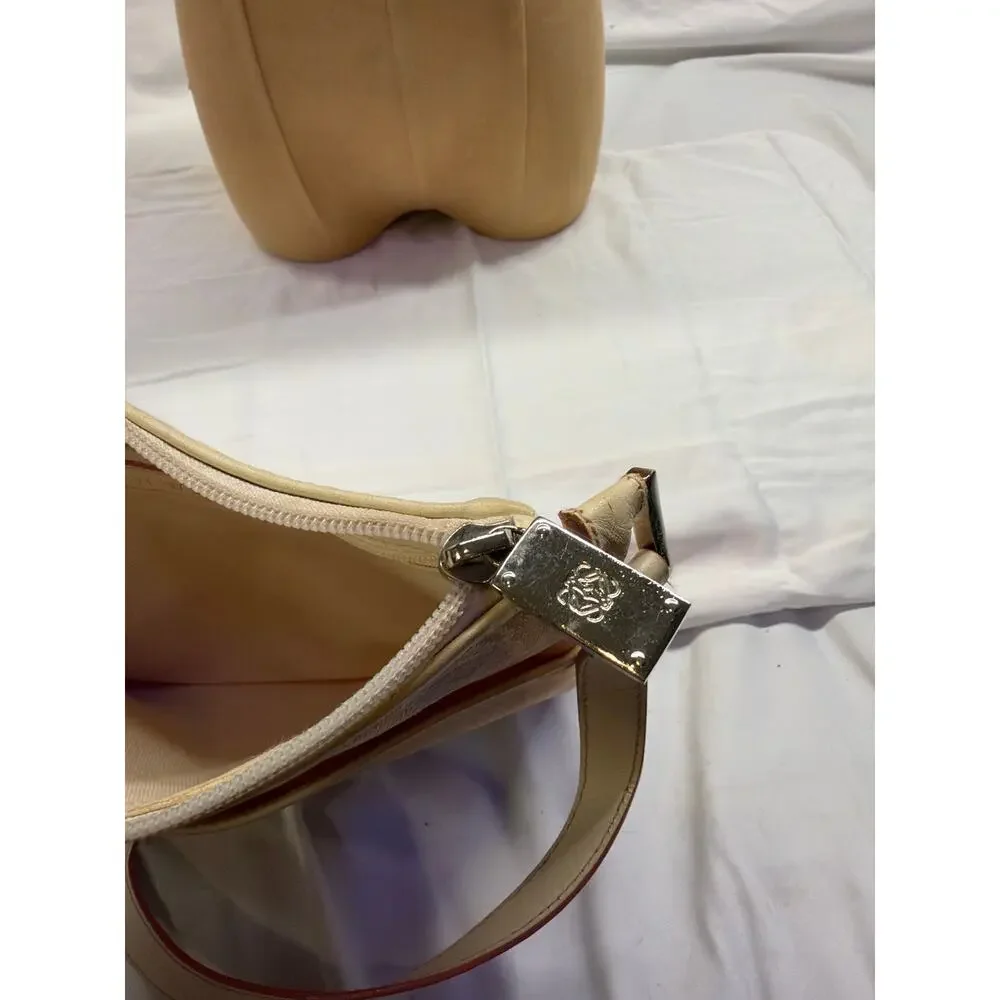 Loewe Pink Anagram Pattern Canvas & Off-White Leather Crossbody Bag